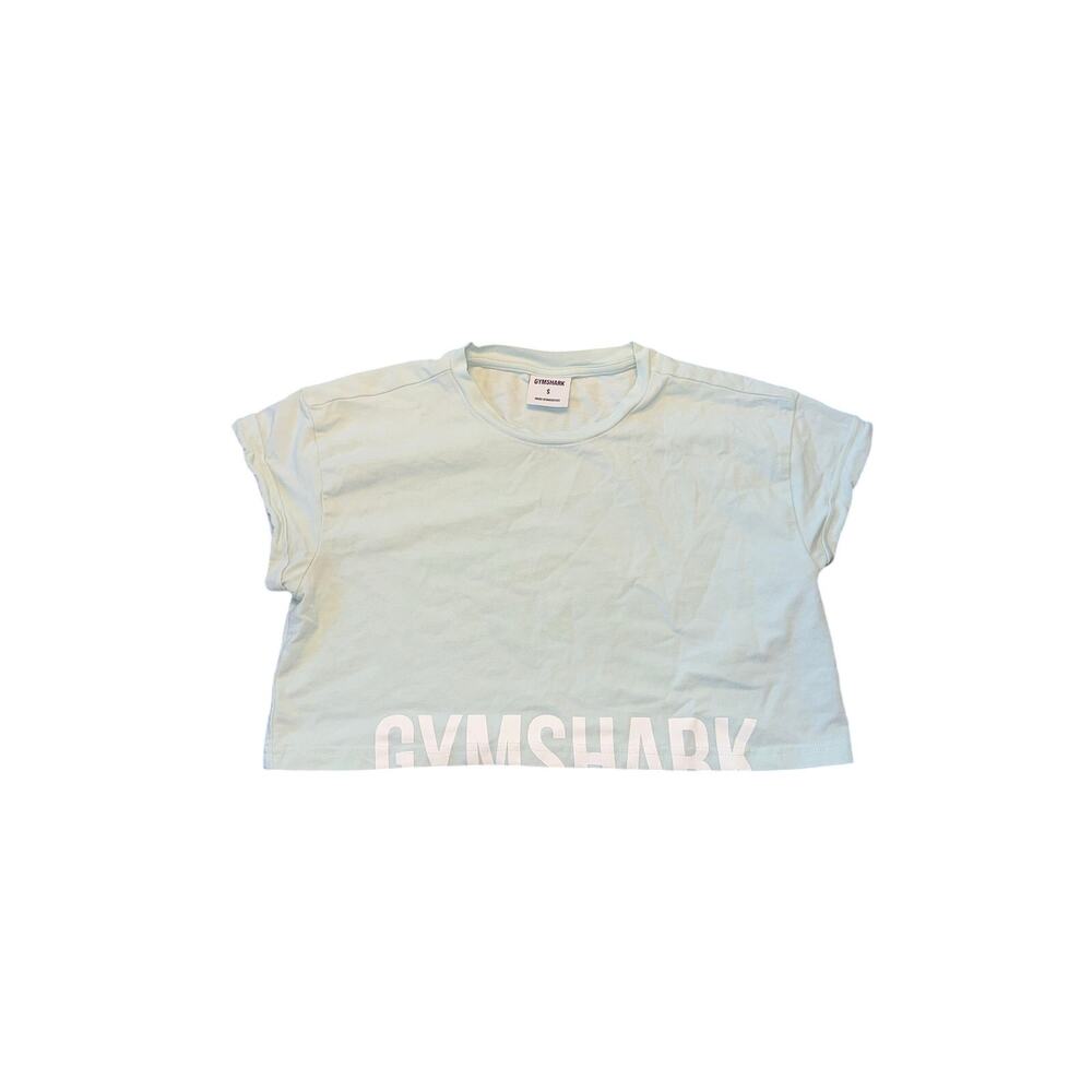 Gymshark Fraction Crop Top Women S Clarity Blue White Logo SS21 Cropped Tee